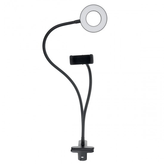 Clip LED Ring Light for Selfie Live Broadcast 3000-5000K Dimmable Makeup Fill Light for Youtube Facebook with Mobile Phone Holder Table Lamp Flexible Desk Night Lamp for Reading Net Class