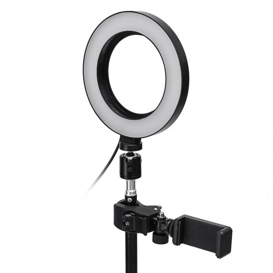 Dimmable LED Studio Camera Ring Light Makeup Photo Lamp Selfie Stand USB Plug Tripod with Phone Holder for Youtube Video