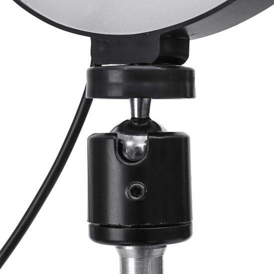 Dimmable LED Studio Camera Ring Light Makeup Photo Lamp Selfie Stand USB Plug Tripod with Phone Holder for Youtube Video