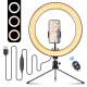 EGL-02C 10.2 Inch LED Ring Light Selfie Dimmable Ring Light with Tripod Stand Cell Phone Holder 3 Light Modes for Video Broadcast Live Stream