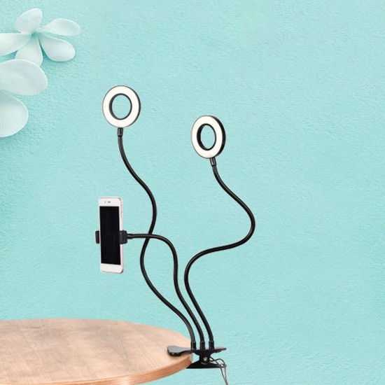 Flexible 9cm USB Charging 3 Color LED Ring Light Live Broadcast Selfie Fill Light with Mobile Phone Holder Flexible 9cm USB Charging 3 Color LED Ring Light Live Broadcast Selfie Fill Light with Mobile Phone Holder