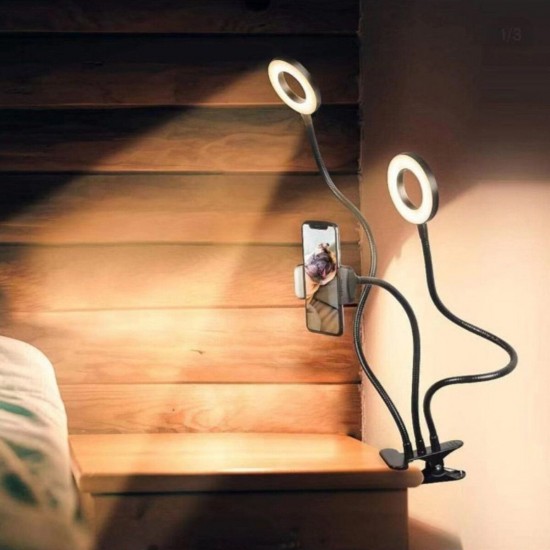 Flexible 9cm USB Charging 3 Color LED Ring Light Live Broadcast Selfie Fill Light with Mobile Phone Holder Flexible 9cm USB Charging 3 Color LED Ring Light Live Broadcast Selfie Fill Light with Mobile Phone Holder