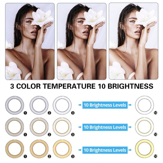 LE-10 18W 3200K-5500K 10inch Dimmable LED Selfie Ring Light USB Photography Video Fill Light with Phone Holder Mini BallHead LE-10 18W 3200K-5500K 10inch Dimmable LED Selfie Ring Light USB Photography Video Fill Light with Phone Holder Mini BallHead