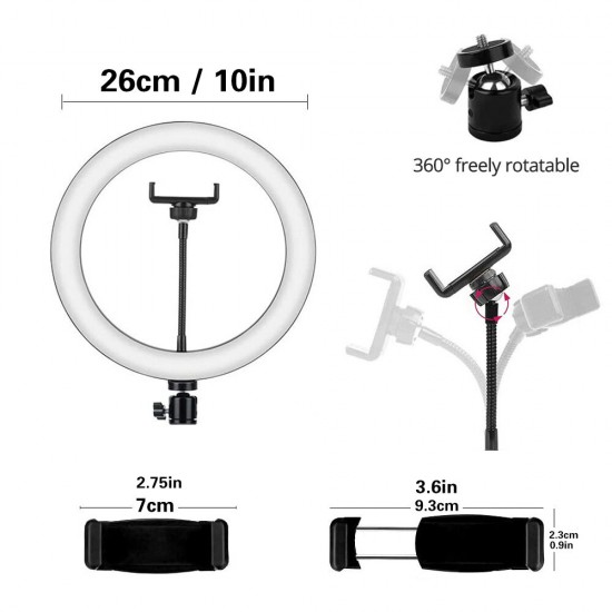 LE-10 18W 3200K-5500K 10inch Dimmable LED Selfie Ring Light USB Photography Video Fill Light with Phone Holder Mini BallHead LE-10 18W 3200K-5500K 10inch Dimmable LED Selfie Ring Light USB Photography Video Fill Light with Phone Holder Mini BallHead