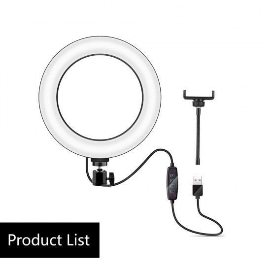LE-10 18W 3200K-5500K 10inch Dimmable LED Selfie Ring Light USB Photography Video Fill Light with Phone Holder Mini BallHead LE-10 18W 3200K-5500K 10inch Dimmable LED Selfie Ring Light USB Photography Video Fill Light with Phone Holder Mini BallHead