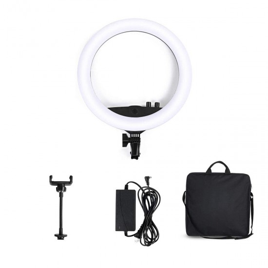 LE-620B-02 24W 3200-5500K 14inch Dimmable LED Selfie Ring Light Photography Video Fill Light Ring Lamp with Phone Clip