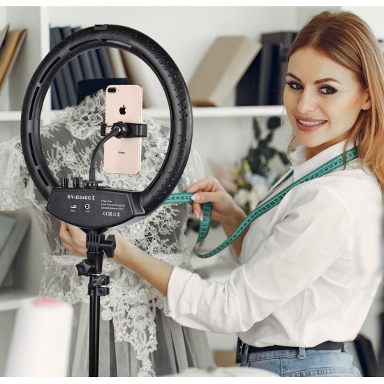 LE-620B-02 24W 3200-5500K 14inch Dimmable LED Selfie Ring Light Photography Video Fill Light Ring Lamp with Phone Clip LE-620B-02 24W 3200-5500K 14inch Dimmable LED Selfie Ring Light Photography Video Fill Light Ring Lamp with Phone Clip