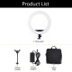 LE-620B-02 65W 3200-5500K 18inch Dimmable LED Selfie Ring Light Photography Video Fill Light Ring Lamp with Phone Clip