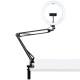 10.2 Inch 26cm Ring Curved Light Desktop Swivel Arm USB 3 Modes Dimmable LED Vlogging Selfie Lights with Telephone Clamp 10.2 Inch 26cm Ring Curved Light Desktop Swivel Arm USB 3 Modes Dimmable LED Vlogging Selfie Lights with Telephone Clamp