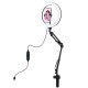 10.2 Inch 26cm Ring Curved Light Desktop Swivel Arm USB 3 Modes Dimmable LED Vlogging Selfie Lights with Telephone Clamp 10.2 Inch 26cm Ring Curved Light Desktop Swivel Arm USB 3 Modes Dimmable LED Vlogging Selfie Lights with Telephone Clamp