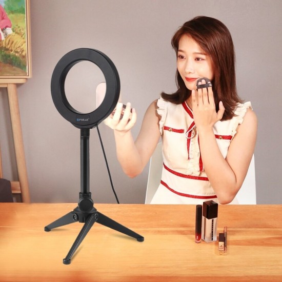 4.7 inch 12cm Ring Light + Desktop Tripod Selfie Stick Mount USB White Light LED Ring Vlogging Photography Video Lights Kits