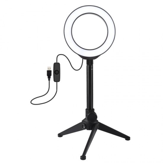 4.7 inch 12cm Ring Light + Desktop Tripod Selfie Stick Mount USB White Light LED Ring Vlogging Photography Video Lights Kits