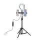 PKT3036 6.2 Inch USB Controller Video Ring Light with 110CM Tripod Light Stand Dual Phone Clip for Tik Tok Youtube Live Streaming