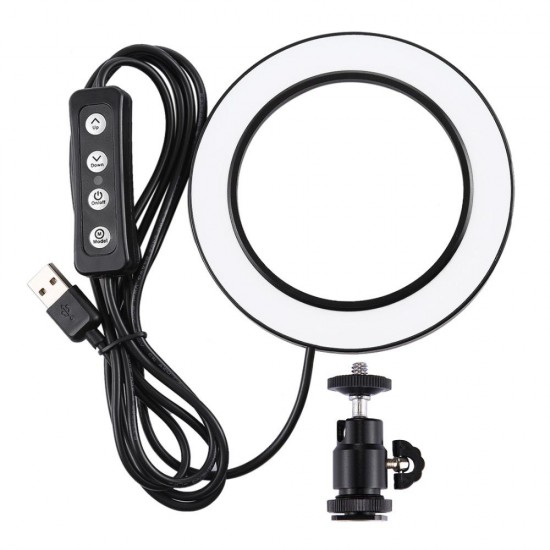 PKT3036 6.2 Inch USB Controller Video Ring Light with 110CM Tripod Light Stand Dual Phone Clip for Tik Tok Youtube Live Streaming
