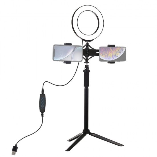 PKT3038 6.2 Inch USB Video Ring Light with Tripod Light Stand Extension Stick Dual Phone Clip for Tik Tok Youtube Live Streaming PKT3038 6.2 Inch USB Video Ring Light with Tripod Light Stand Extension Stick Dual Phone Clip for Tik Tok Youtube Live Streaming