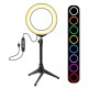 PKT3048 RGBW 8 Color 16cm 6.2 Inch LED Video Ring Light with Tripod Stand for Youtube Tik Tok Live Streaming