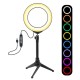 PKT3048 RGBW 8 Color 16cm 6.2 Inch LED Video Ring Light with Tripod Stand for Youtube Tik Tok Live Streaming PKT3048 RGBW 8 Color 16cm 6.2 Inch LED Video Ring Light with Tripod Stand for Youtube Tik Tok Live Streaming
