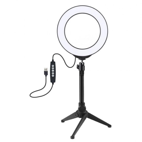 PKT3048 RGBW 8 Color 16cm 6.2 Inch LED Video Ring Light with Tripod Stand for Youtube Tik Tok Live Streaming