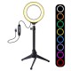 PKT3049 12CM 4.6 Inch RGBW 8 Color Dimmable LED Video Ring Light with Tripod Stand