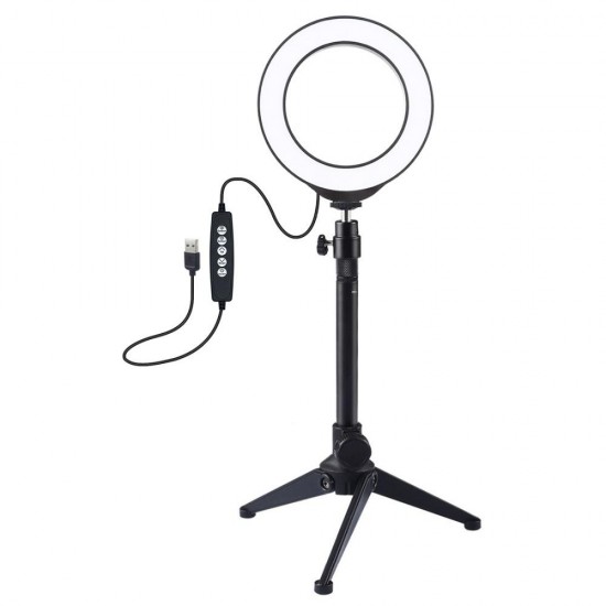 PKT3049 12CM 4.6 Inch RGBW 8 Color Dimmable LED Video Ring Light with Tripod Stand