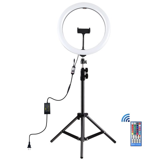 PKT3050 11.8 inch RGBW Dimmable LED Ring Light for Vlogging Selfie Photography Video Broadcast Live with 110cm Tripod Mount PKT3050 11.8 inch RGBW Dimmable LED Ring Light for Vlogging Selfie Photography Video Broadcast Live with 110cm Tripod Mount