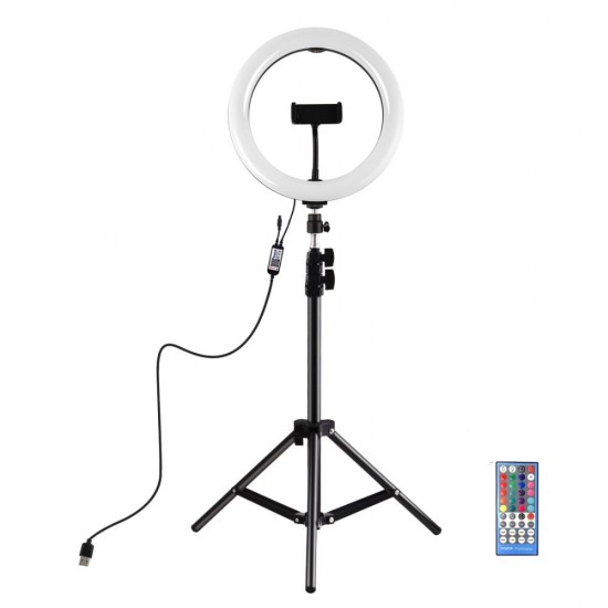 PKT3051B 10.2 Inch RBGW Dimmable bluetooth APP Control Remote Control LED Video Ring Light with PU419 Tripod Stand for Youtube Tik Tok Live Streaming