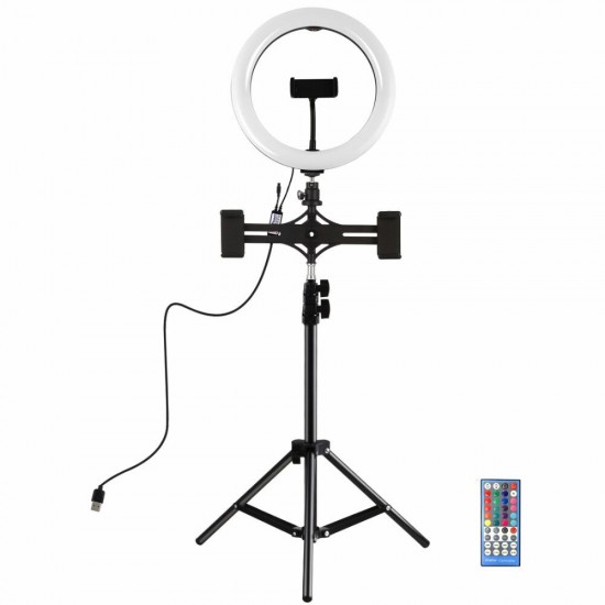 PKT3052B 10.2 Inch RBGW Dimmable bluetooth APP Control Remote Control LED Video Ring Light with PU419 Tripod Stand for Youtube Tik Tok Live Streaming