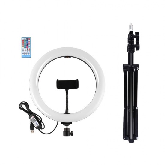 PKT3054B 10.2 Inch RBGW Dimmable bluetooth APP Control Remote Control Arc LED Video Ring Light with PU455B Tripod Stand for Youtube Tik Tok Live Streaming