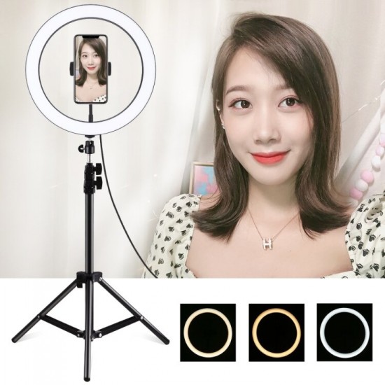 PKT3056B 11.8 inch 30cm 3 Modes Dimmable LED Ring Light for Youtube Vlogging Video Broadcast Live with 110cm Tripod Mount