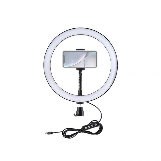PKT3057B 11.8 inch 30cm LED Ring Light for Vlogging Video Live Broadcast Three-level Adjustment Fill Light with 110cm Tripod Mount with Dual Phone Bracket