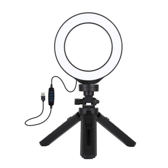 PKT3058B 4.7 inch USB 3 Modes Dimmable LED Ring Light for Youtube Tik Tok Live Streaming Broadcast Vlogging Selfie with 16.5cm Tripod