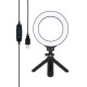 PKT3059B 6.2 inch 6500K-3200K LED Ring Light for Tik Tok Youtube Live Streaming Vlogging Selfie 3 Modes Dimmable Lamp with 16.5 cm Tripod