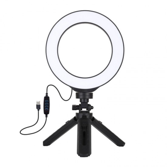 PKT3059B 6.2 inch 6500K-3200K LED Ring Light for Tik Tok Youtube Live Streaming Vlogging Selfie 3 Modes Dimmable Lamp with 16.5 cm Tripod