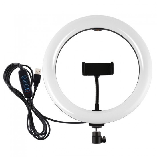 PKT3069B 10.2 inch 3 Modes Dimmable LED Ring Light for Youtube Tik Tok Live Broadcast Selfie Photography Vlogging Lamp with 110cm Tripod