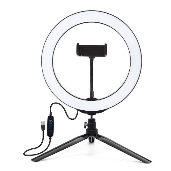 PKT3071B 10.2 Inch 3 Modes Dimmable USB LED Ring Light with Desktop Tripod Phone Holder for Photography Vlog Video PKT3071B 10.2 Inch 3 Modes Dimmable USB LED Ring Light with Desktop Tripod Phone Holder for Photography Vlog Video