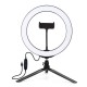 PKT3071B 10.2 Inch 3 Modes Dimmable USB LED Ring Light with Desktop Tripod Phone Holder for Photography Vlog Video