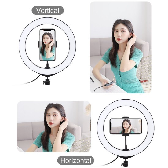 PKT3071B 10.2 Inch 3 Modes Dimmable USB LED Ring Light with Desktop Tripod Phone Holder for Photography Vlog Video PKT3071B 10.2 Inch 3 Modes Dimmable USB LED Ring Light with Desktop Tripod Phone Holder for Photography Vlog Video