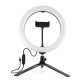 PKT3072B 10.2 Inch 3 Modes Dimmable USB LED Curved Ring Light with Desktop Tripod Phone Holder for Photography Vlog Video