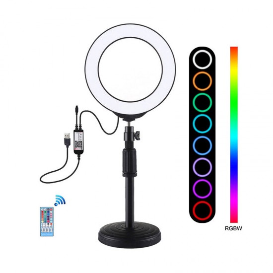 PKT3074B 6.2 inch 16cm USB RGBW Dimmable LED Ring Light for Youtube Live Broadcast Vlogging Photography with 28cm Desktop Stand PKT3074B 6.2 inch 16cm USB RGBW Dimmable LED Ring Light for Youtube Live Broadcast Vlogging Photography with 28cm Desktop Stand