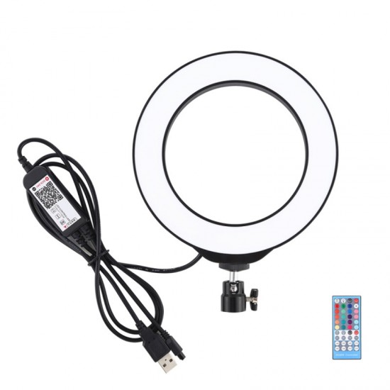 PKT3075B 6.2 inch 16cm USB RGBW Dimmable LED Ring Light for Broadcast Live Video Vlogging Photography with 22cm Tripod