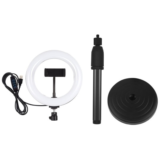 PKT3078B 7.9 Inch 3 Modes Dimmable USB LED Curved Ring Light with Desktop Tripod Phone Holder for Photography Vlog Video PKT3078B 7.9 Inch 3 Modes Dimmable USB LED Curved Ring Light with Desktop Tripod Phone Holder for Photography Vlog Video