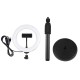 PKT3078B 7.9 Inch 3 Modes Dimmable USB LED Curved Ring Light with Desktop Tripod Phone Holder for Photography Vlog Video