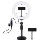 PKT3079B 7.9 Inch 3 Modes Dimmable USB LED Curved Ring Light with Round Base Desktop Mount Phone Holder for Selfie Youtube Vlog PKT3079B 7.9 Inch 3 Modes Dimmable USB LED Curved Ring Light with Round Base Desktop Mount Phone Holder for Selfie Youtube Vlog
