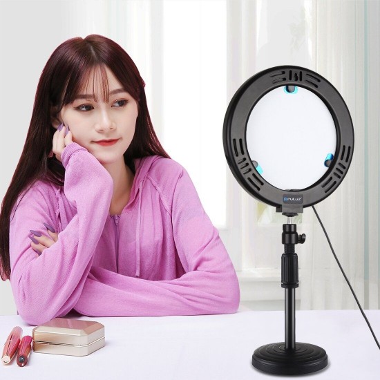 PKT3079B 7.9 Inch 3 Modes Dimmable USB LED Curved Ring Light with Round Base Desktop Mount Phone Holder for Selfie Youtube Vlog PKT3079B 7.9 Inch 3 Modes Dimmable USB LED Curved Ring Light with Round Base Desktop Mount Phone Holder for Selfie Youtube Vlog