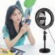 PKT3079B 7.9 Inch 3 Modes Dimmable USB LED Curved Ring Light with Round Base Desktop Mount Phone Holder for Selfie Youtube Vlog PKT3079B 7.9 Inch 3 Modes Dimmable USB LED Curved Ring Light with Round Base Desktop Mount Phone Holder for Selfie Youtube Vlog
