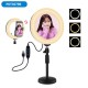 PKT3079B 7.9 Inch 3 Modes Dimmable USB LED Curved Ring Light with Round Base Desktop Mount Phone Holder for Selfie Youtube Vlog PKT3079B 7.9 Inch 3 Modes Dimmable USB LED Curved Ring Light with Round Base Desktop Mount Phone Holder for Selfie Youtube Vlog