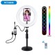 PKT3080B 7.9 Inch bluetooth APP Remote Control Dimmable RGBW LED Curved Ring Light with Desktop Mount Phone Holder PKT3080B 7.9 Inch bluetooth APP Remote Control Dimmable RGBW LED Curved Ring Light with Desktop Mount Phone Holder