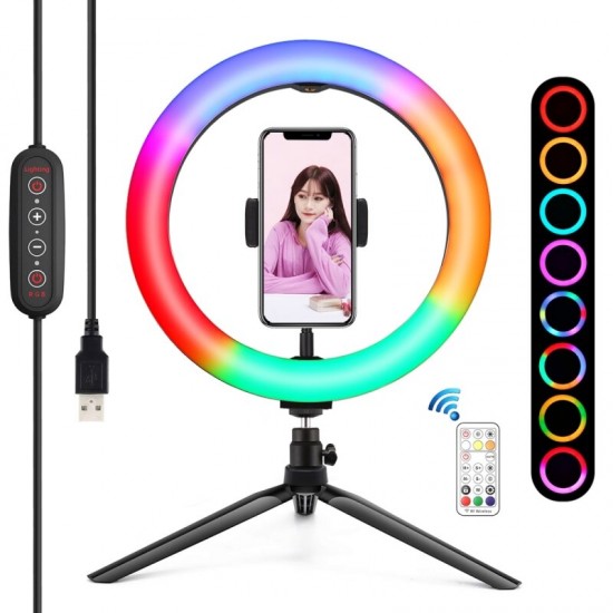 PKT3082B 26cm Marquee RGBWW LED Ring Light 168 LED Dual-color Dimmable Video Lights for Youtube Tiktok Live Broadcast Selfie Photography PKT3082B 26cm Marquee RGBWW LED Ring Light 168 LED Dual-color Dimmable Video Lights for Youtube Tiktok Live Broadcast Selfie Photography
