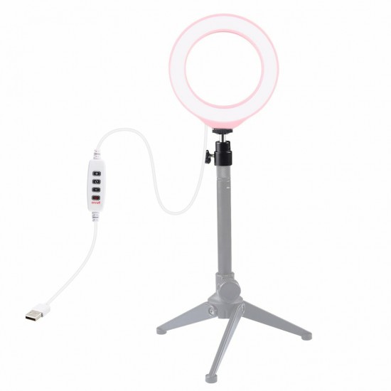 PU377F USB 4.6 Inch 3 Modes 3200K-5500K Dimmable LED Video Ring Light with Cold Shoe Tripod Ball Head for Tiktok Live Streaming