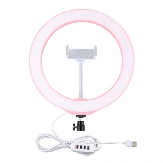 PU397F Pink 10 Inch 3200K-6500K Dimmable LED Video Ring Light with Phone Clip for Selfie Vlog Tik Tok Youtube Live Streaming